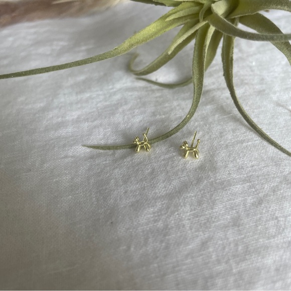 🌟 Buy 2 Pairs, Get One Free, NWT Gold-Tone Tiny Balloon Dog Stud Earrings - Picture 3 of 8